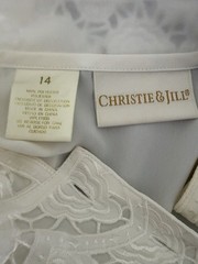 Vintage Christie & Jill Romantic Ivory Beaded Lace-Collar Button-Up Blouse 14