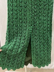 Vintage 70s Emerald Crochet Skirt/Jacket Couture Weighted Hem, Designer Estate