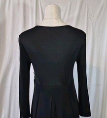 Vintage Max Mara Womens Black Faux Wrap V-Neck Silk Blend Dress IT 42 US 6