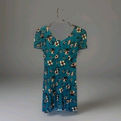 Vintage Joni Blair Blue Teal With Flower’s Short Dress 7/8