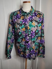Vintage 1980s Cape Cod Sportswear Floral Long Sleeve Button Down Shirt Womens 16