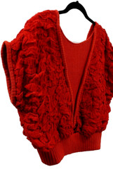 Orange Red Sweater Top 80s Evening Wear Couture Disco Club High Fashion M / L
