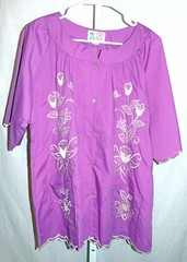Vintage Mystical Fashions Purple Embroidered Bell S/S Button-D Shirt Size L NWD