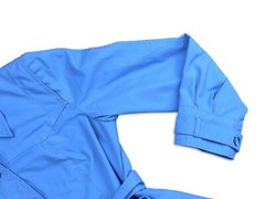 Vintage 70s Blue Belted Button-Up Lightweight Polyester Jacket Size 14