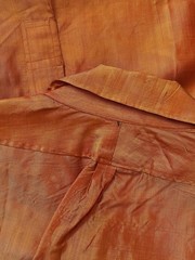 1920s 30s Antique Handmade Orange Raw Shiny Silk Chemise Shirt Women’s S M L