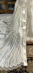 Vtg 80s Wedding Dress Beaded Puff Sleeve Bridal Gown Detachable Train Size 10