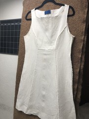 VNT Balmain Linen Dress Off White Sleeveless Size FR 42 US 10 Made In Italy