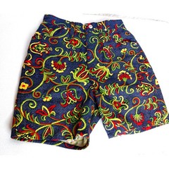 Vintage 70s Maverick Denim Shorts Mod Floral Paisley High Waisted Festival 11/12