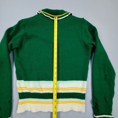 Vintage 1950s Varsity Cheer Sweater Womens USA Made Kelly Green Virgin Wool 60s
