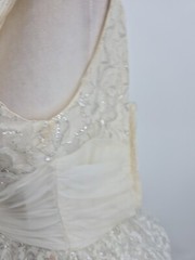 1950s Cupcake Puffy Mini Wedding Dress, Prom , Silver, *broken Metal Zipper XS