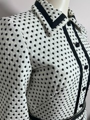 Vintage 1960s Custom Made Polka Dot Dress with Belt – Mod Jackie O Style