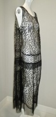 Antique Edwardian Gown + Jacket Chantilly Lace Pleated Back Ex Cond