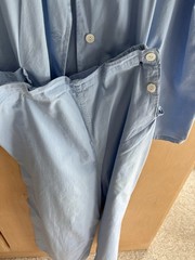Vtg 1940s-50s High Waist Wide Leg Cotton PJ Set Side Buttons + Rayon Floral Top