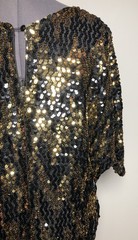 Vintage 1980s Rob Hill for Mister Jay Black Gold Sequin Batwing Blouse Top M