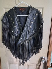 Vintage 3B West by Tanmith Leather Shawl for Women Size Medium