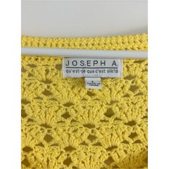 Vintage Yellow Crochet Cardigan Short Sleeve Sequin Pockets Large