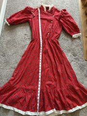 Prairie Dress Shawl & Bonnet Junior Sz 7 Union Made Pioneer Costume Made In USA