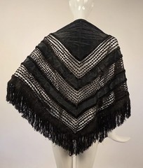 CIVIL WAR 1860’S BLACK WATERED SILK CAPE FOR DRESS W SILK FRINGE