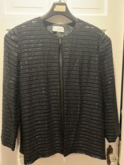 GORGEOUS Jacket By BLACK TIE OLEG CASSINI SEQUINS-Silk Vintage – BLACK E/C XL