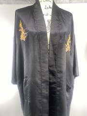 Vintage Golden Dragon Hand Embroidered Silk Robe Size X-LARGE
