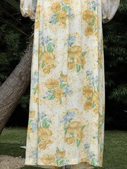 vintage 1970s dress Boho Long Wide Puff Sleeve Maxi Dress M