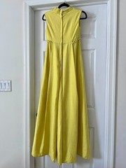 1960s Canary Yellow Evening Dress Gown With Train