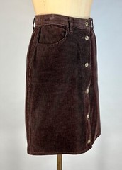 Vintage 1990’s brown corduroy button-front hi-waist short skirt by PATRICK X