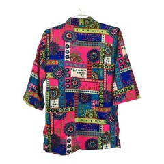 Vintage 70s Hawaiian Togs Psychedelic Patchwork Top Hawaii Sz 12 Fits XS-S