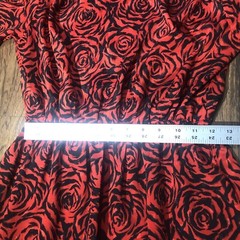 Vintage Carriage Court Evening Dress Red Roses Pockets Elastic Waist READ SIZE