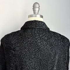 Vintage 1940’s Jet Black Curly Lamb Fur Cape Jacket Coat Size S/M