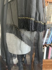 Incredible Vintage 50s 60s 3pc FRINGE Lingerie Set MCM gogo with Cape Peignoir S