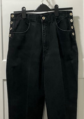 VTG Lawman Womens Western High Rise Cotton Black Silver Tabs Denim Jeans Size 11