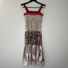 Vintage 70s Two Piece Cottage Floral Prairie Vest Dress Set | Size XXS/XS