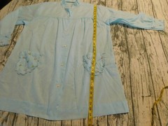 VTG 3 PIECE PAJAMA SET 1960’s BABY DOLL TOP PANTS ROBE EMBROIDERED FLOWERS sz L