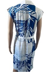 VTG Andrade Hawaiian Blue Floral Leaf Dress Tropical Resort Wear Sz 6 Honolulu