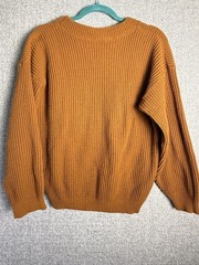 Vintage 70s/80s Crew Neck Chunky Knit Sweater Goldenrod Brown Mustard MED/LG