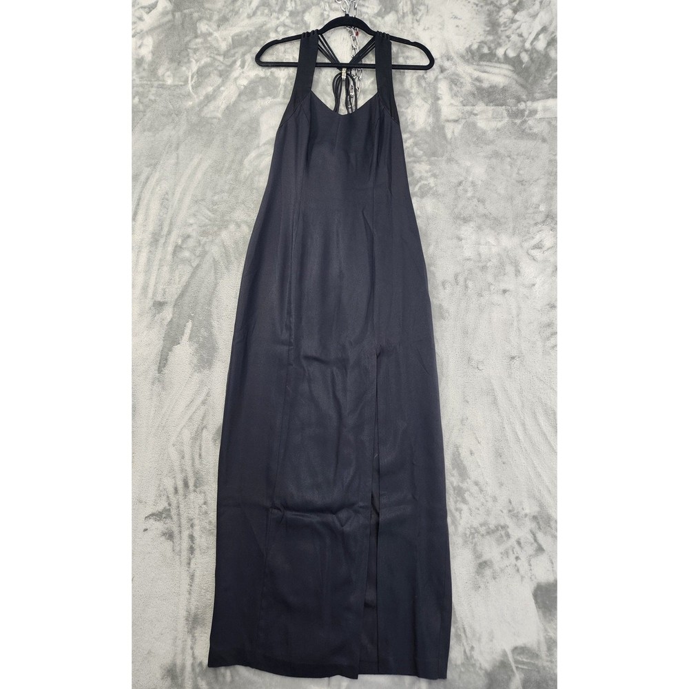 Vintage Niki Originals Taffeta Strappy Rhinestone Sheath Dress Size 10 Black