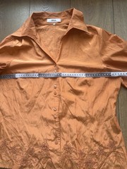 Vintage BiBA Women’s Terracotta Cotton Embroidered Blouse Long Sleeve Size XL