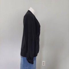 Vintage Fritz & Lloyd Black Long Sleeve Blouse Shoulder Pads Womens Tag Size 10