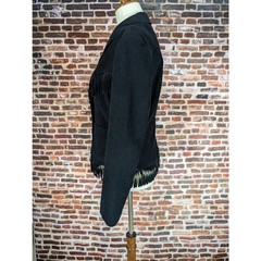 Vintage Black Faux Suede Fringe Jacket Ladies Women’s Sz 4 Small Western Hippie