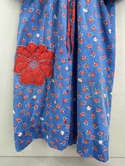 Muumuu Dress Komar Large Blue Floral 70s Lounge Wear Pocket VTG No Size Tag