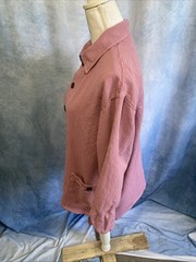 Vintage 80s Club West Cotton Tunic Blouse USA Made Pink Mauve Lagenlook Shirt S