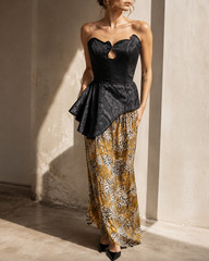 LANVIN Paris Bustier Top FR 38 Black Asymmetrical Corset Made in France