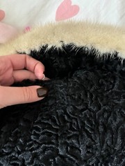 Swakara Geniune South-West African Vintage Karakul Lamb fur coat mink collar