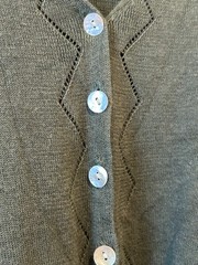 VTG Ramie Blend Cardigan Sweater Sz 16 Mother Pearl Buttons Forest Fairy Green