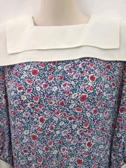 Vintage Jane Schaffhausen Belle France Floral Midi Dress Sz 6 White Collar 80s