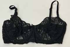 Vintage Victoria’s Secret Gold Label BLACK Unlined Lace Underwire Bra 32D