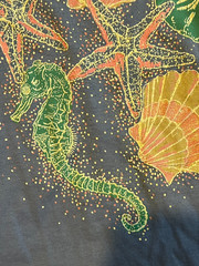 Vintage 1990s Fruit of the Loom Best Womens? T-Shirt Seashells/Starfish/SeaHorse