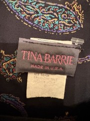Vintage 1980s Tina Barrie Paisley Blouse Long Chiffon Sleeves Size 14