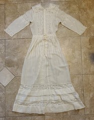 Antique Bellas Hess & Co Edwardian Victorian Sheer Lace Maxi Dress XS Wedding